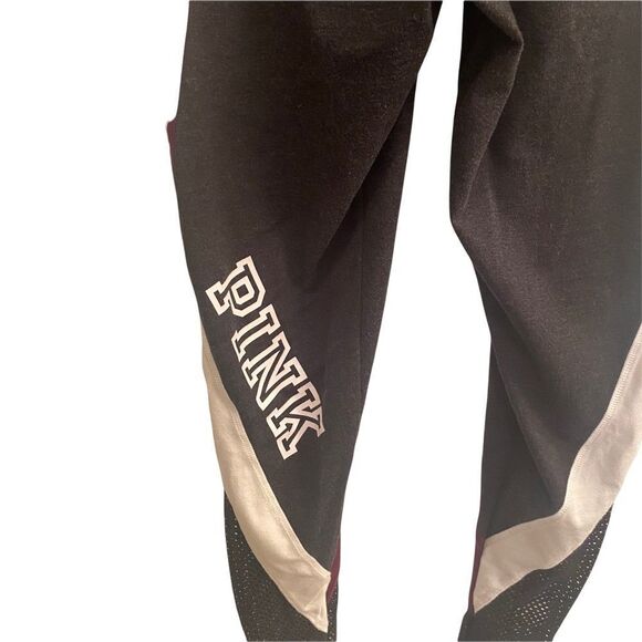 Pink Victoria Secret Black/Maroon/White Leggings Sz S - Picture 8 of 9